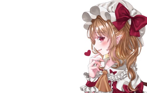 Konachan.com 380020 blonde hair blush bow close fang flandre scarlet hat heart jaku sono long hair p